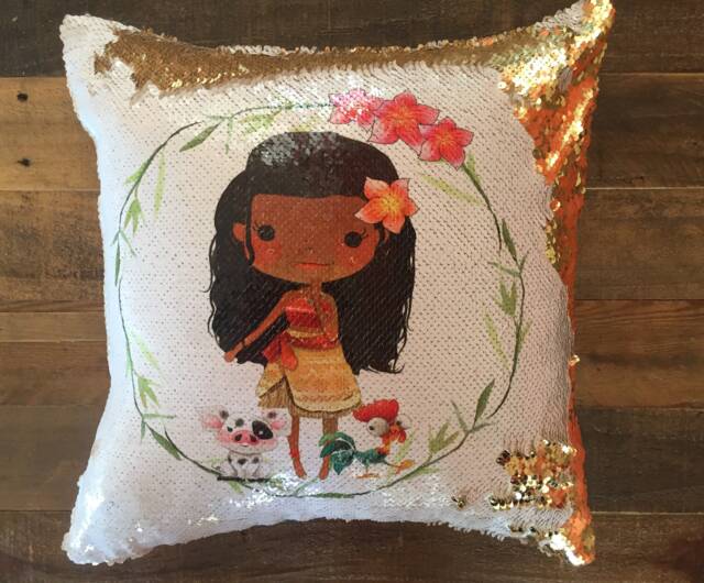 Moana Gift, Moana, Birthday, Pillow, Sequin Toddler - image 1