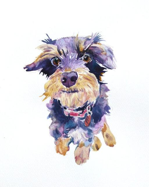 Custom Pet Portrait Original Watercolor Painting, Hand Painted, Dog Art - image 1
