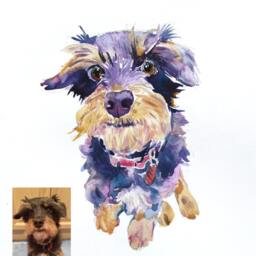Custom Pet Portrait Original Watercolor Painting, Hand Painted, Dog Art - thumbnail 3