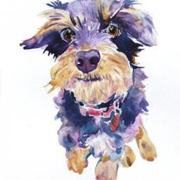 Custom Pet Portrait Original Watercolor Painting, Hand Painted, Dog Art - thumbnail 2