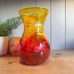 Hand Decorated 18cm Tall Sunset Glass Vase Gold Copper Or Silver Finish