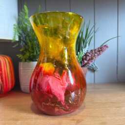Hand Decorated 18cm Tall Sunset Glass Vase Gold Copper Or Silver Finish - thumbnail 2