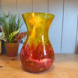 Hand Decorated 18cm Tall Sunset Glass Vase Gold Copper Or Silver Finish - thumbnail 3