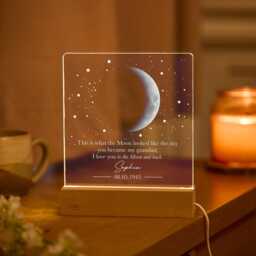 Personalised Grandad Moon Lamp, Custom Phase Night Light, Grandfather Acrylic Led Gift - thumbnail 2