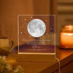 Personalised Grandad Moon Lamp, Custom Phase Night Light, Grandfather Acrylic Led Gift - thumbnail 3