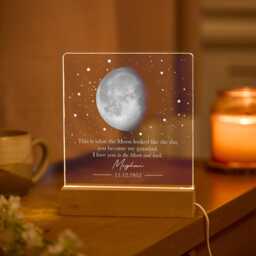Personalised Grandad Moon Lamp, Custom Phase Night Light, Grandfather Acrylic Led Gift - thumbnail 1