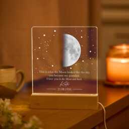 Personalised Grandad Moon Lamp, Custom Phase Night Light, Grandfather Acrylic Led Gift - thumbnail 4