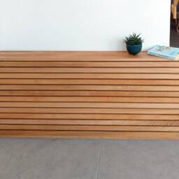 Custom Size Horizontal Slatted Solid Wood Radiator Cover With Heater Seat & Cat Bed - thumbnail 2
