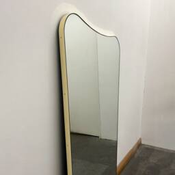 Mid Century Art Deco Wall Mounted Organic Mirror With Brass Frame - Vintage N.2 - thumbnail 3