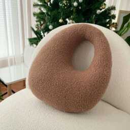Amorphous Boucle Pillow - Mocha Mousse Cushion- Minimalist Decor Asymmetrical Design Neutral Earthy Tones - thumbnail 3