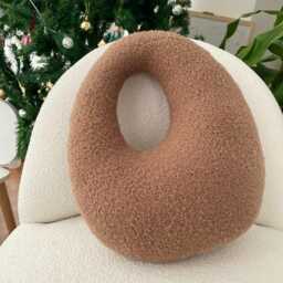 Amorphous Boucle Pillow - Mocha Mousse Cushion- Minimalist Decor Asymmetrical Design Neutral Earthy Tones - thumbnail 2