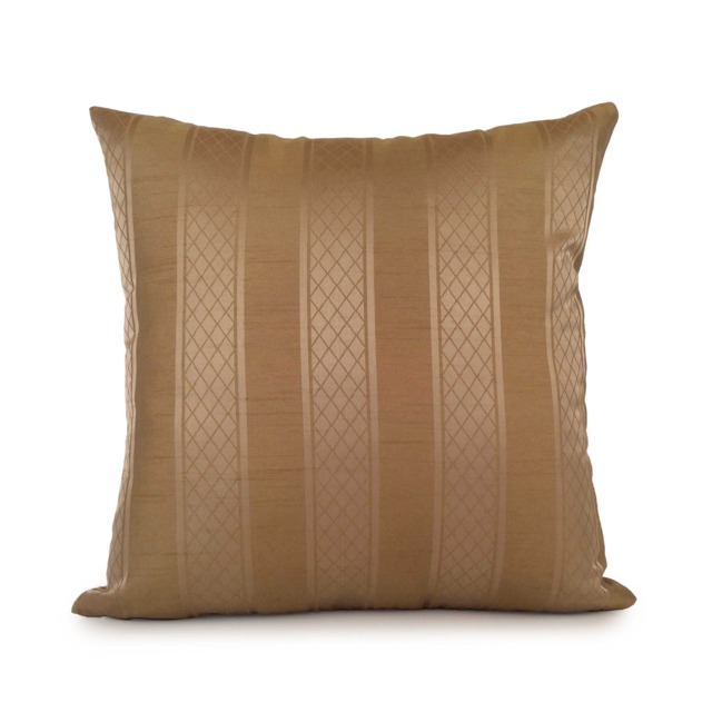 Gold Tan Pillow, Striped Throw Pillow Cover, Decorative Cushion Accent Silk Blend Pillowcase - image 1