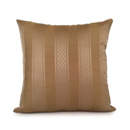 Gold Tan Pillow, Striped Throw Pillow Cover, Decorative Cushion Accent Silk Blend Pillowcase - thumbnail 1