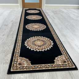 New Modern Black Beige Mandala Rugs Mats Large Small Hallway Runner Area Carpet - thumbnail 3