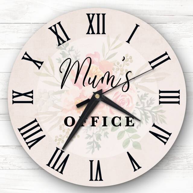 Mum's Office Floral Personalised Gift Clock - image 1