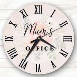 Mum's Office Floral Personalised Gift Clock - thumbnail 1