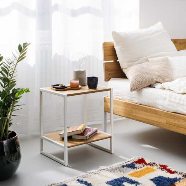 Wega Bedside Table - Simple Made Of Oak & Metal - image 1