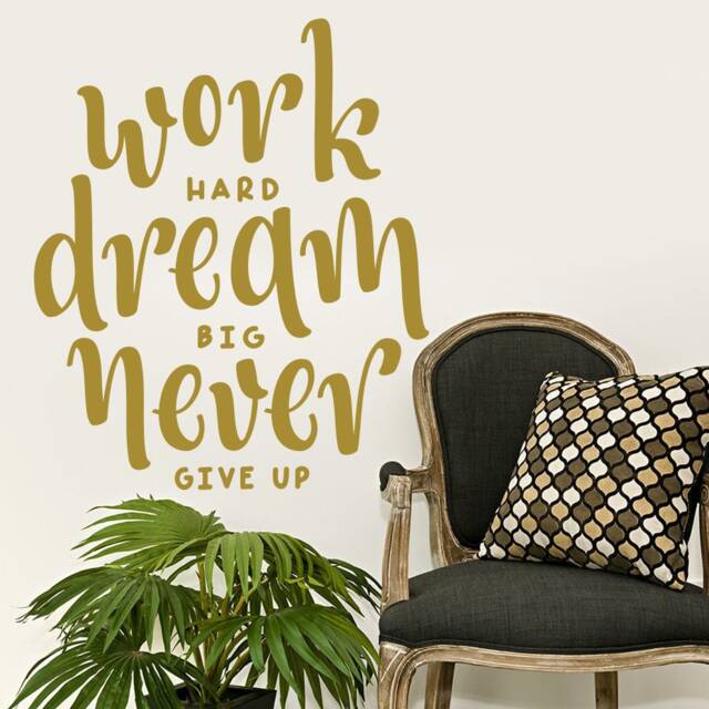 Work Hard Dream Big Never Give Up Wall Decal - Quote Motivational Bedroom Decor Vinyl Letters Sticker - Ma20 - image 1