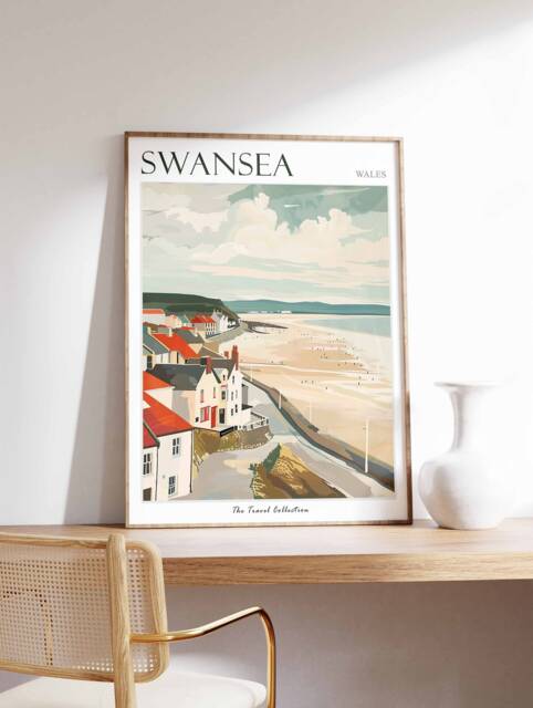Swansea Travel Poster Coastal Wales Art Print - image 1