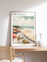 Swansea Travel Poster Coastal Wales Art Print - thumbnail 1