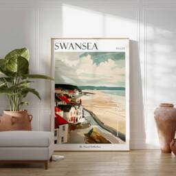 Swansea Travel Poster Coastal Wales Art Print - thumbnail 2
