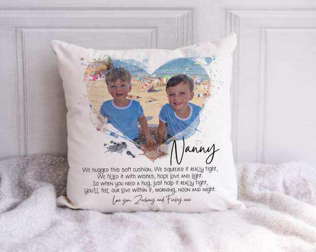 Personalised Photo Cushion, Hug Pillow, Picture Gifts For Her & Him, Present Mum Nan Dad Grandad, Ideal Gift Nanny - image 1
