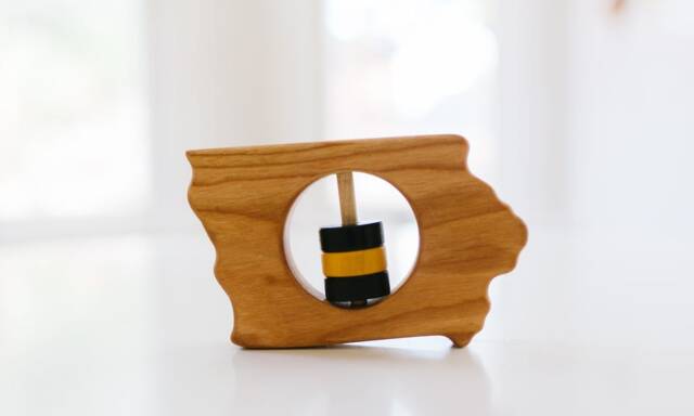 Iowa State Wooden Baby Rattle Organic Keepsake Toy - image 1