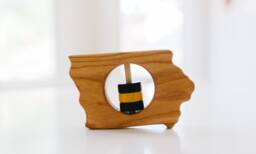 Iowa State Wooden Baby Rattle Organic Keepsake Toy - thumbnail 1