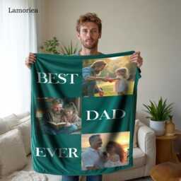 Custom Father's Day Blanket, Gift For Grandpa, Dad Birthday Gifts, Christmas Him, Best Ever, Photo Blanket - thumbnail 3