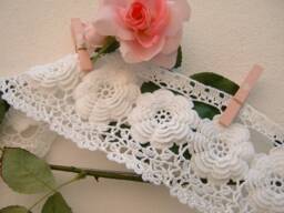 Lace Border For Crochet Curtain With Irish Roses-White Cotton Lace-Romantic Lace Border-cm.50xcm.10-On Reservation - thumbnail 1