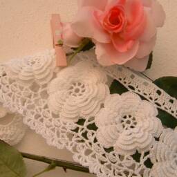 Lace Border For Crochet Curtain With Irish Roses-White Cotton Lace-Romantic Lace Border-cm.50xcm.10-On Reservation - thumbnail 2