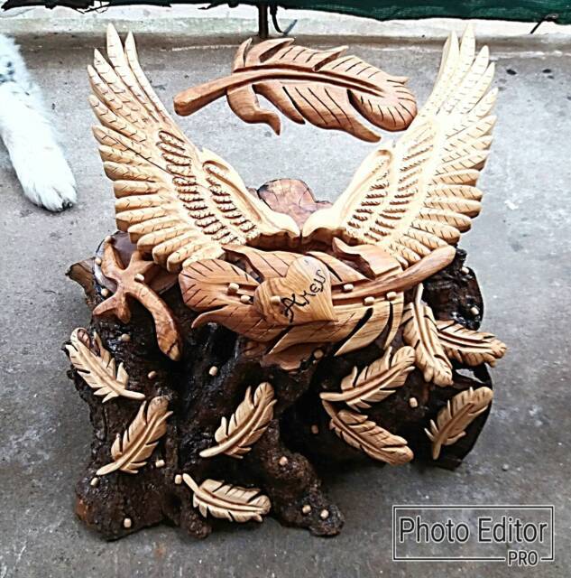 Bible Holder, Stand, Holy Spirit, Feathers, Christian Art, Jesus Christ, Home Decor, House Warming, Wooden Sculpture, Religious Art - image 1