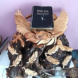 Bible Holder, Stand, Holy Spirit, Feathers, Christian Art, Jesus Christ, Home Decor, House Warming, Wooden Sculpture, Religious Art - thumbnail 4