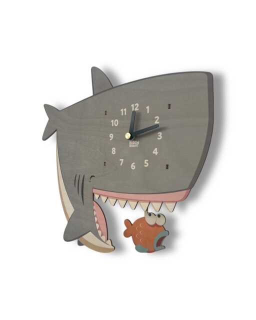 Shark Pendulum Clock - Wall Decor For Baby Nursery Or Kids Bedroom Nautical Ocean Animals Gift - image 1