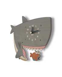 Shark Pendulum Clock - Wall Decor For Baby Nursery Or Kids Bedroom Nautical Ocean Animals Gift - thumbnail 1