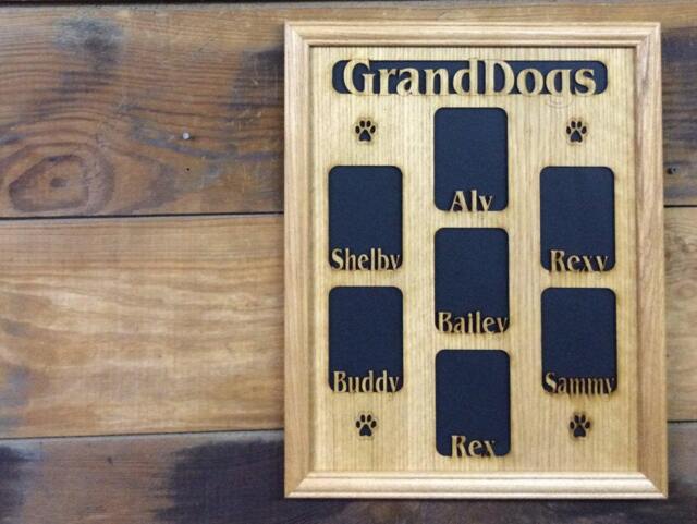 11x14 Granddogs Grandpets Name Picture Frame - Honey Oak Frame, Grand Dog Lover Gift, Laser Engraved Collage - image 1