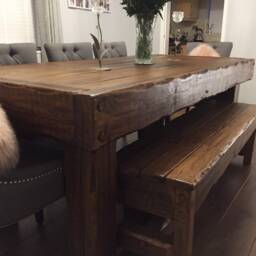 Handmade French Oak Dining Table Set - thumbnail 4