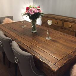 Handmade French Oak Dining Table Set - thumbnail 2