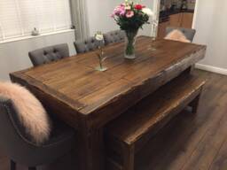 Handmade French Oak Dining Table Set