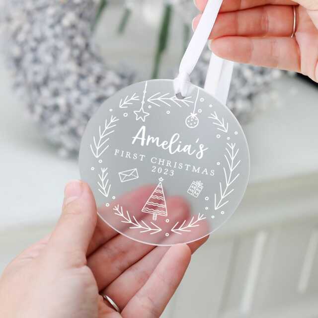 Personalised Babys 1st Christmas Decoration, Baby's First Rabbit New Baby Gift, Bauble - image 1