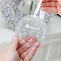 Personalised Babys 1st Christmas Decoration, Baby's First Rabbit New Baby Gift, Bauble - thumbnail 1