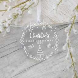Personalised Babys 1st Christmas Decoration, Baby's First Rabbit New Baby Gift, Bauble - thumbnail 2