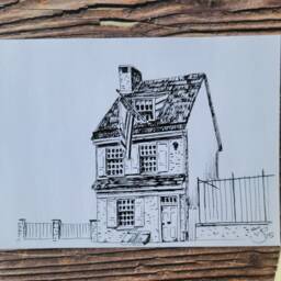 5x7 Betsy Ross House - Pen & Ink Illustration Prints - thumbnail 2