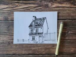 5x7 Betsy Ross House - Pen & Ink Illustration Prints - thumbnail 1