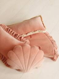 Apricot Soft Velvet Bolster With Fringe, Decorative Pillow, Velvet Sofa Cushion, Modern Pillows, Exclusive Pillows - thumbnail 3