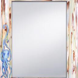 Hand Painted Octopus Mirror, Beach Decor, House Art 22x28 - thumbnail 2