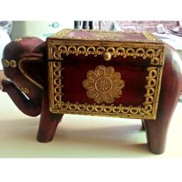 Handcrafted Wooden Elephant Sculpture Rustic Home Decor Accent - thumbnail 2