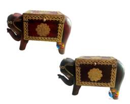 Handcrafted Wooden Elephant Sculpture Rustic Home Decor Accent - thumbnail 1