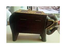Handcrafted Wooden Elephant Sculpture Rustic Home Decor Accent - thumbnail 4
