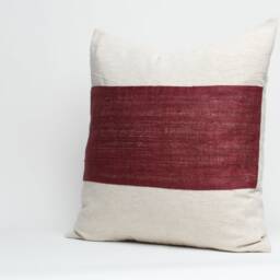 Handmade Hill Tribe Hemp Pillow Cover - Red Stripe, 20x20 - thumbnail 3